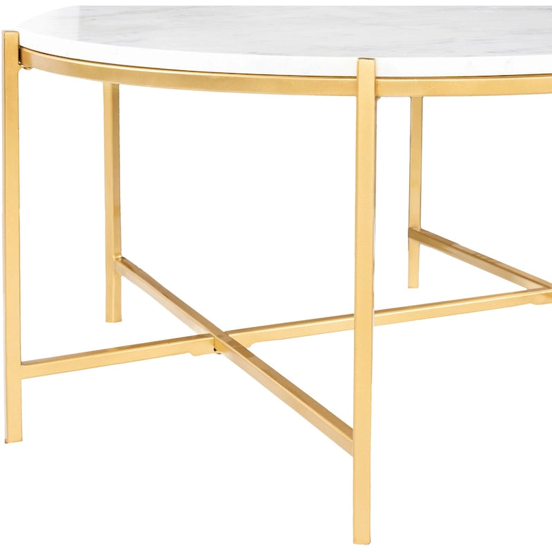 Marble and Matte Metal Modern Center Table