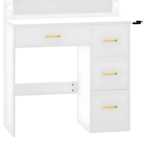35.4" Mirror Makeup Vanity Table with Stool and Light Bulb