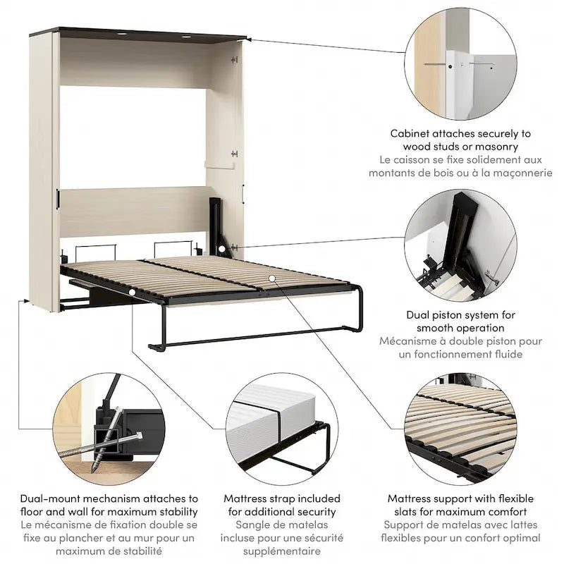 61W Full Murphy Bed with Desk