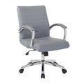 Executive Low Back Faux Leather Chair with Chrome Arms and Base