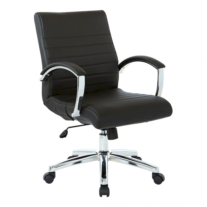 Executive Low Back Faux Leather Chair with Chrome Arms and Base