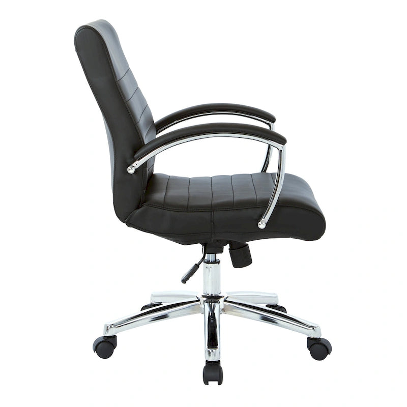 Executive Low Back Faux Leather Chair with Chrome Arms and Base