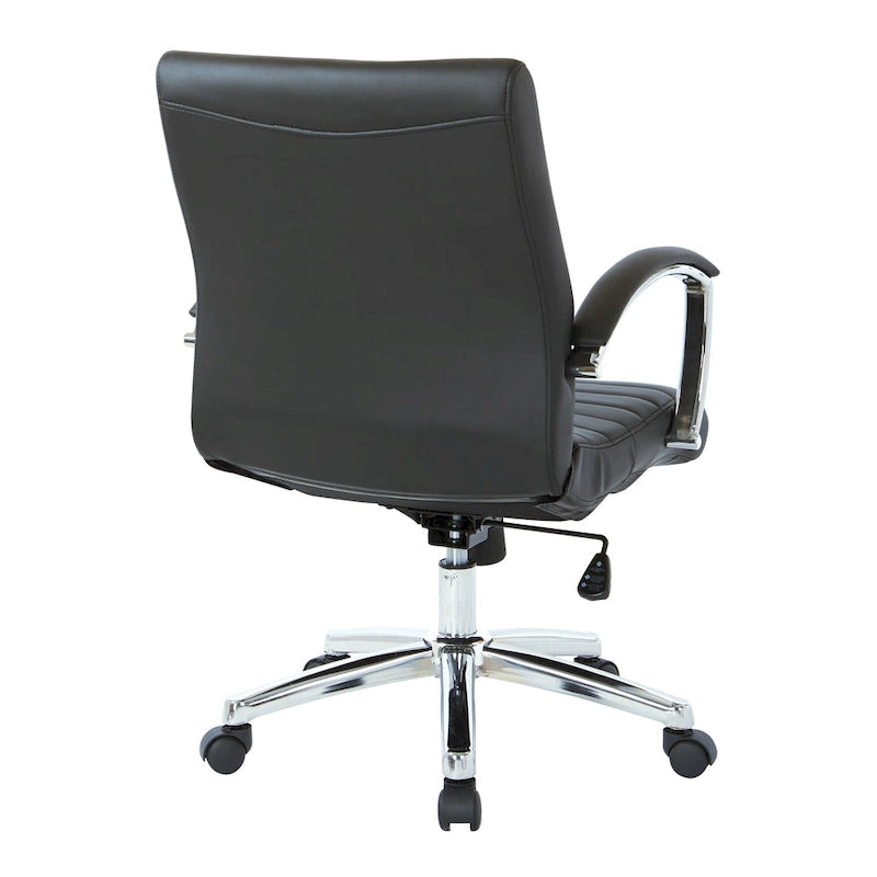 Executive Low Back Faux Leather Chair with Chrome Arms and Base