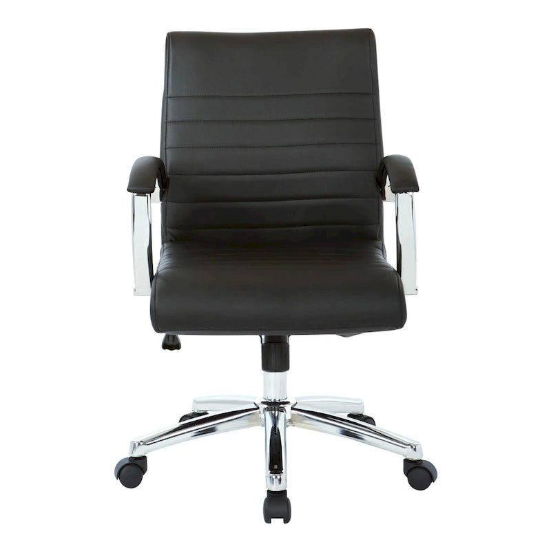 Executive Low Back Faux Leather Chair with Chrome Arms and Base