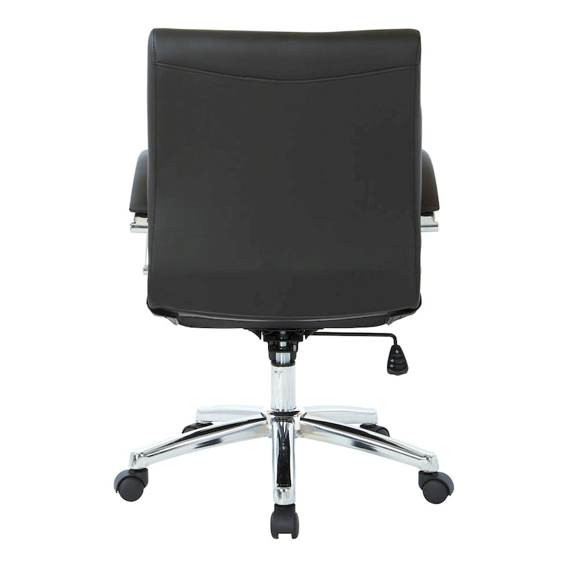 Executive Low Back Faux Leather Chair with Chrome Arms and Base