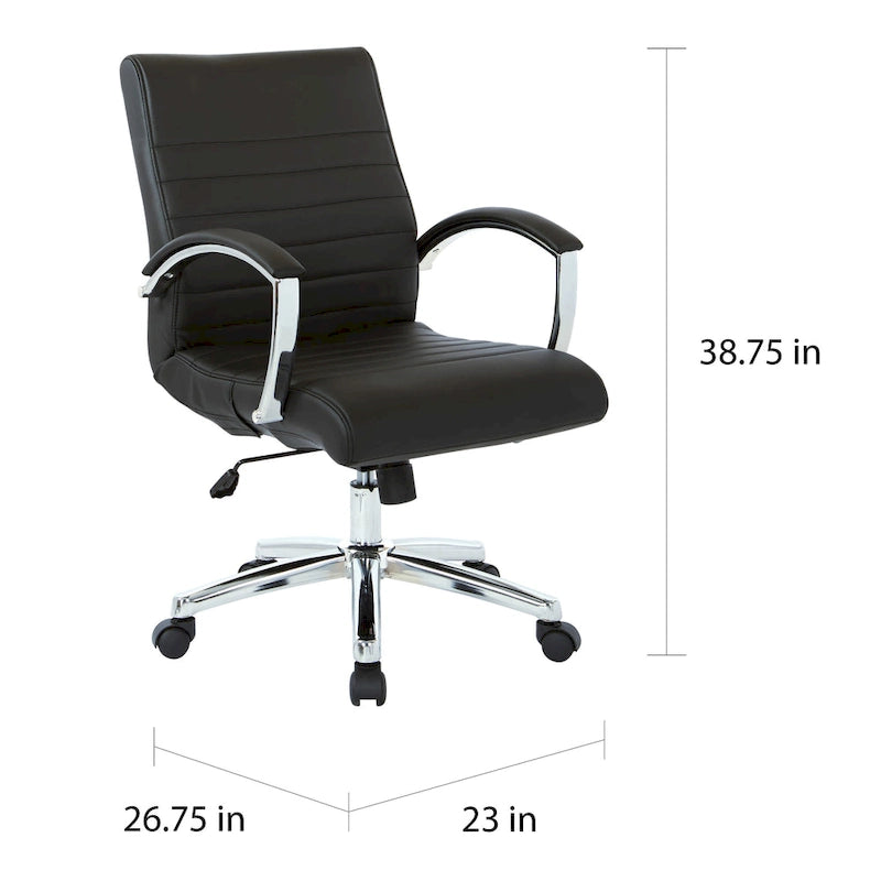 Executive Low Back Faux Leather Chair with Chrome Arms and Base