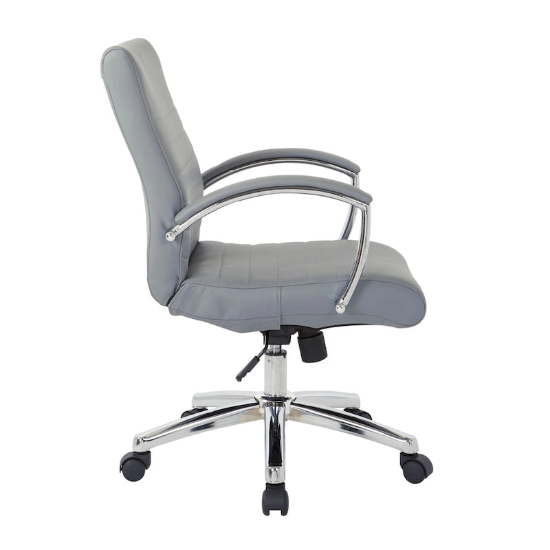 Executive Low Back Faux Leather Chair with Chrome Arms and Base