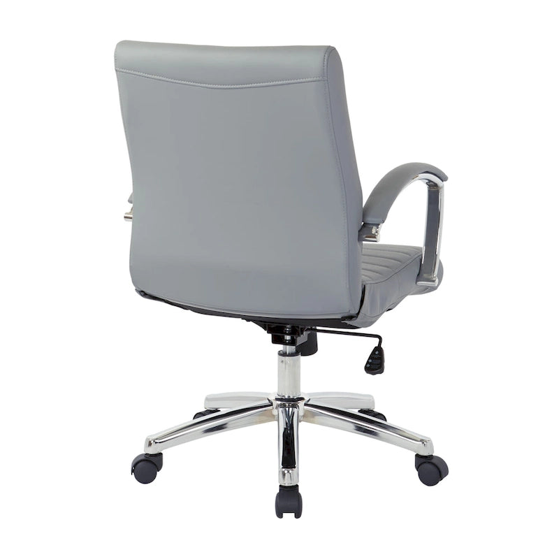 Executive Low Back Faux Leather Chair with Chrome Arms and Base