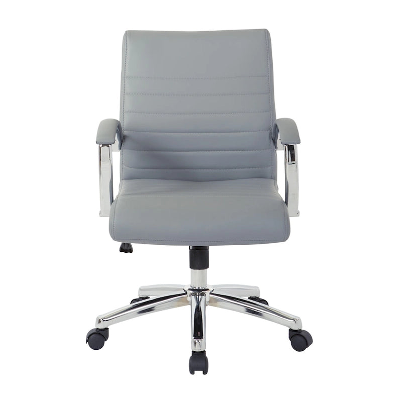 Executive Low Back Faux Leather Chair with Chrome Arms and Base