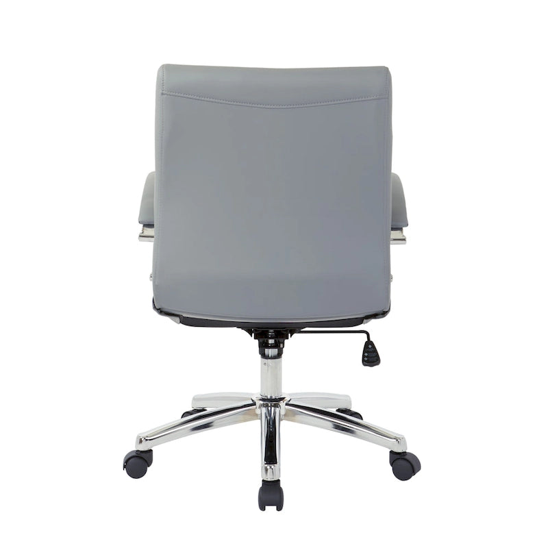 Executive Low Back Faux Leather Chair with Chrome Arms and Base