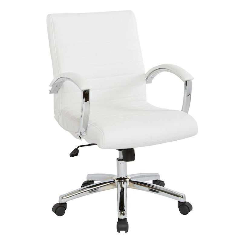 Executive Low Back Faux Leather Chair with Chrome Arms and Base
