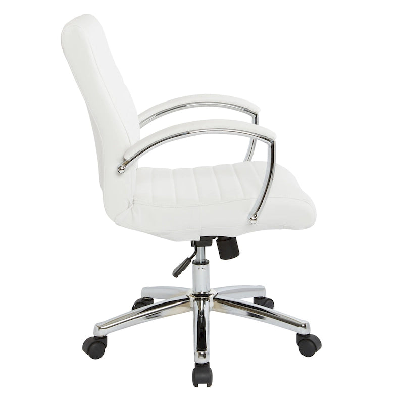 Executive Low Back Faux Leather Chair with Chrome Arms and Base