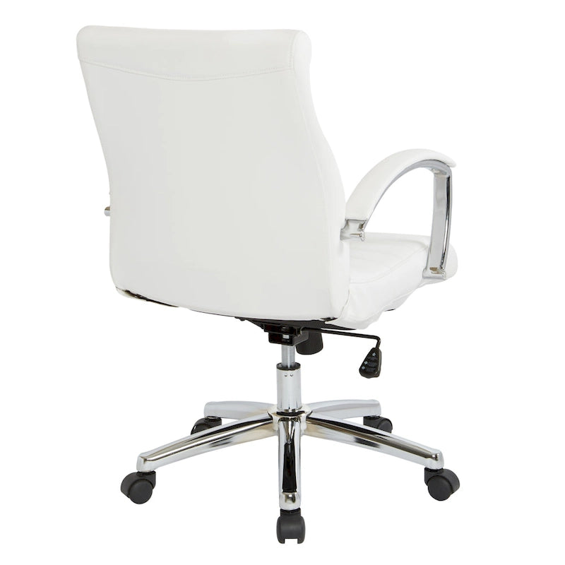 Executive Low Back Faux Leather Chair with Chrome Arms and Base