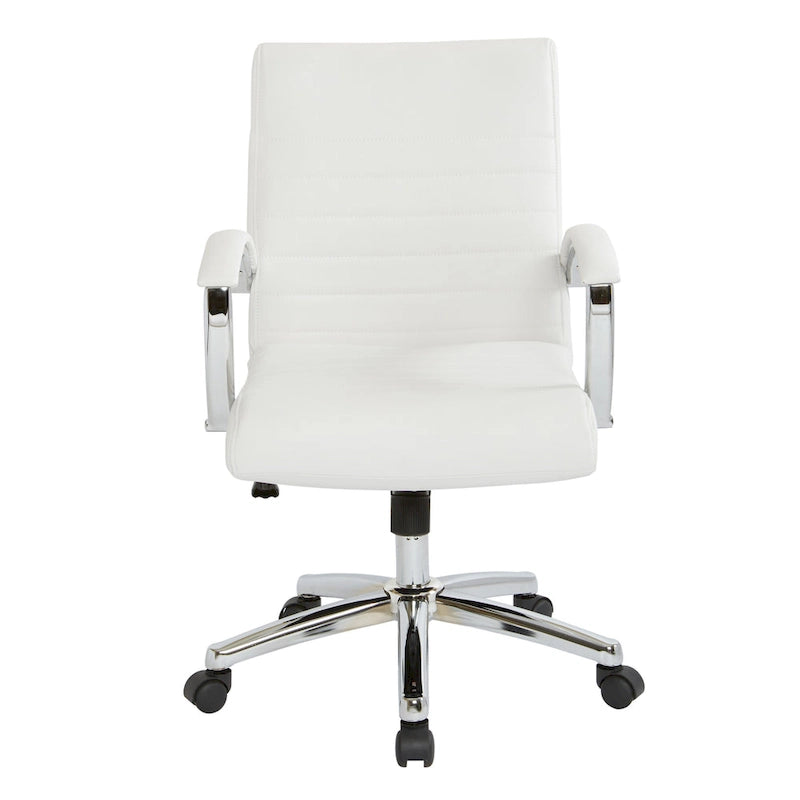 Executive Low Back Faux Leather Chair with Chrome Arms and Base