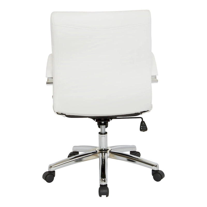 Executive Low Back Faux Leather Chair with Chrome Arms and Base