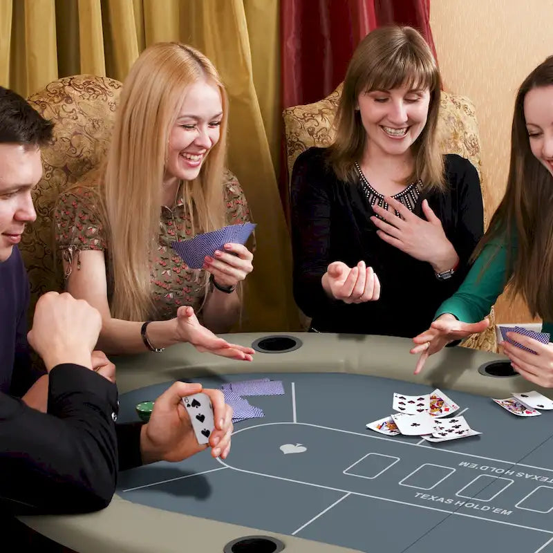 Soozier Poker Table Foldable, 70 Oval Blackjack Casino Texas Holdem Poker Game Table for 10 Players