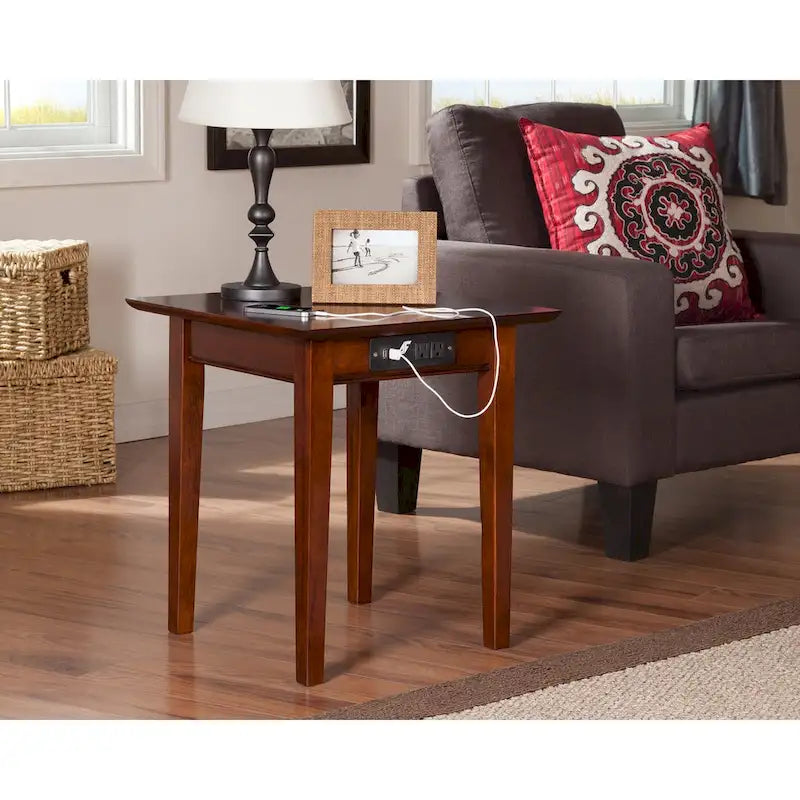 End Table with Charger in Walnut
