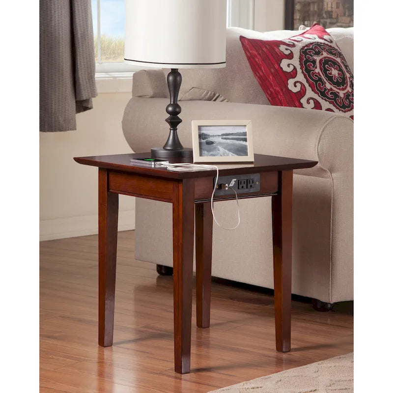 End Table with Charger in Walnut