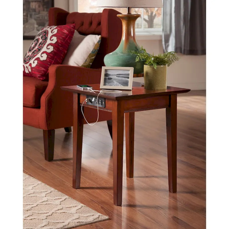 End Table with Charger in Walnut