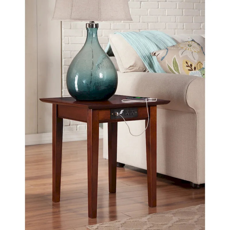 End Table with Charger in Walnut