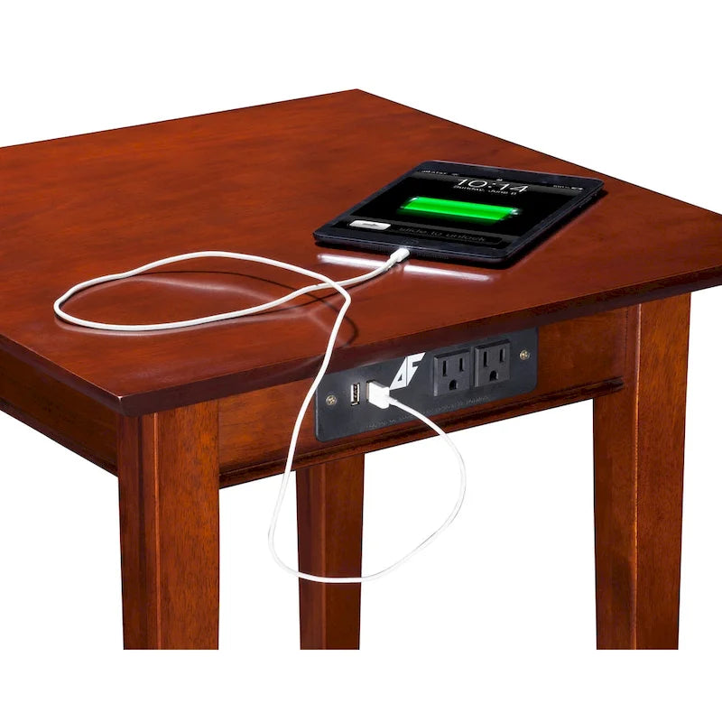 End Table with Charger in Walnut