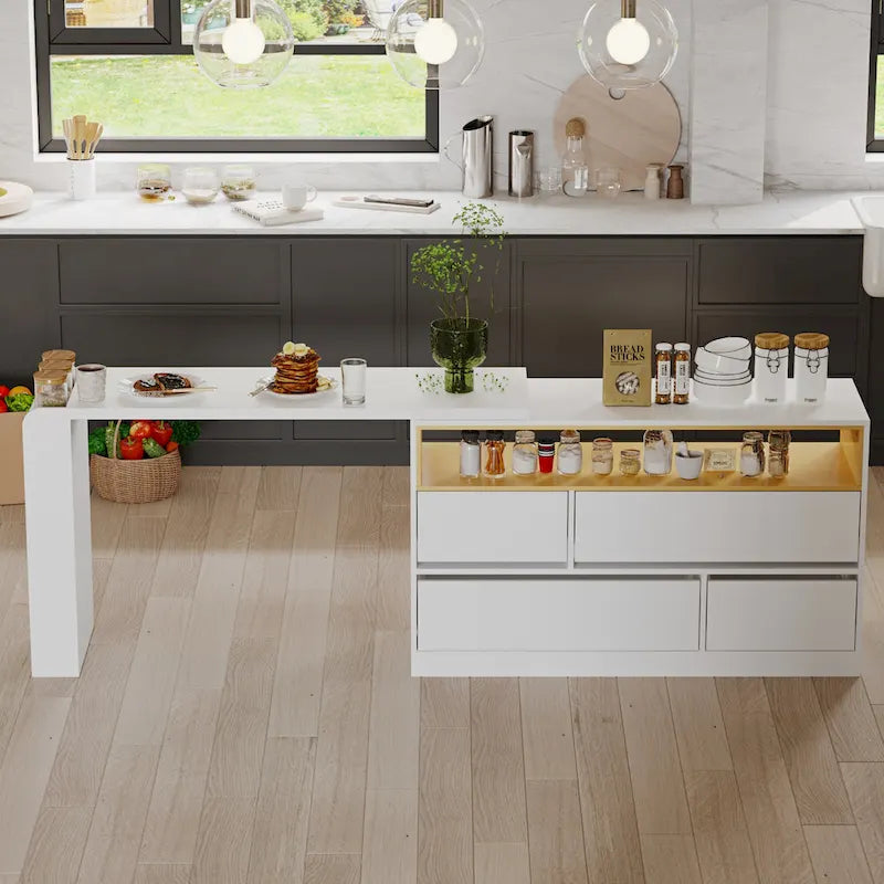 Multi-Functional Desk with 4 Drawers for Kitchen, Bedroom