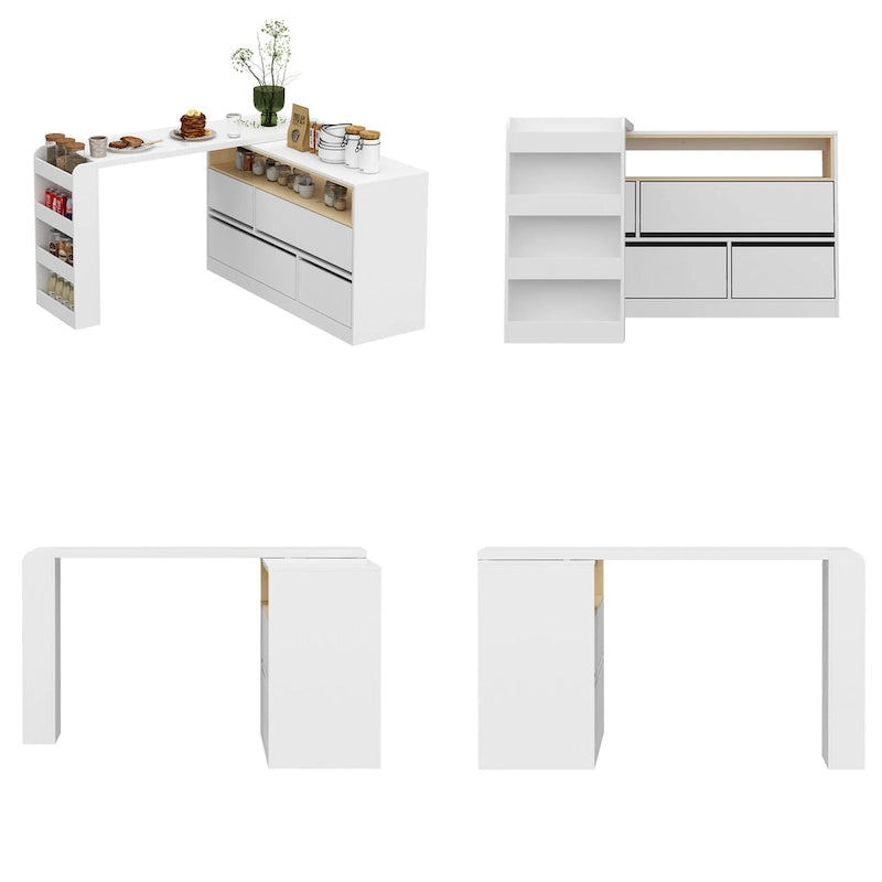 Multi-Functional Desk with 4 Drawers for Kitchen, Bedroom