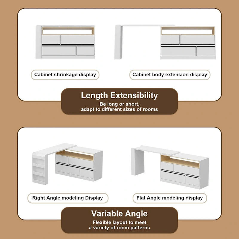 Multi-Functional Desk with 4 Drawers for Kitchen, Bedroom