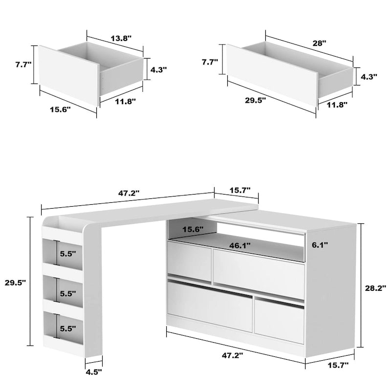 Multi-Functional Desk with 4 Drawers for Kitchen, Bedroom