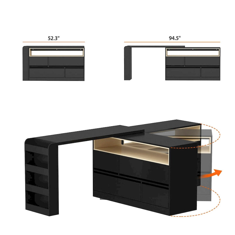 Multi-Functional Desk with 4 Drawers for Kitchen, Bedroom