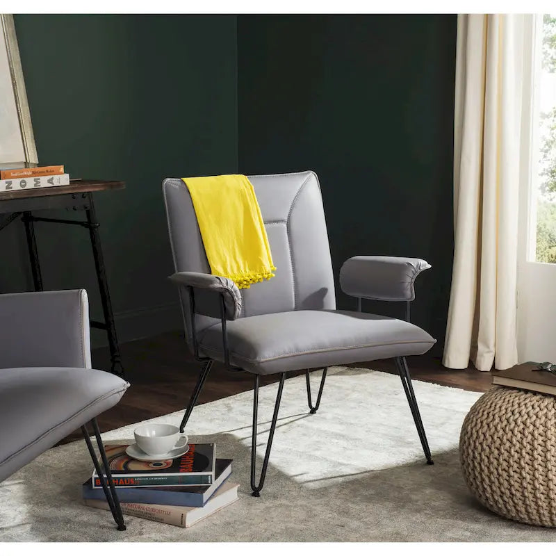 Mid-Century Modern Faux Leather Arm Chair - 29Wx28Dx33H