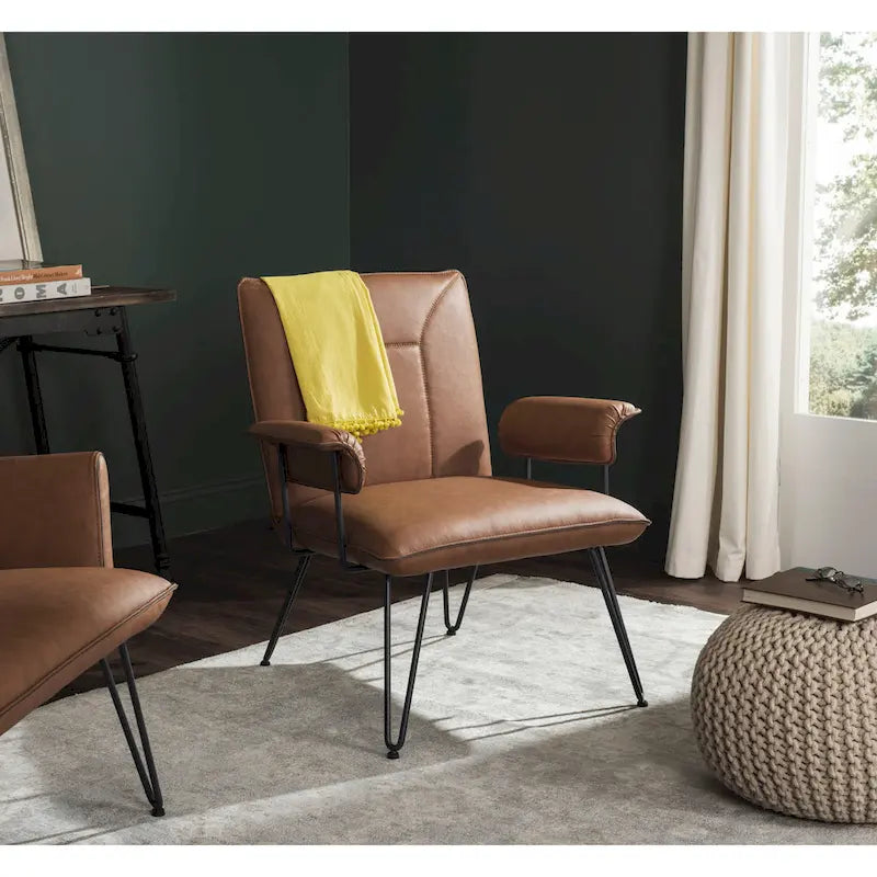 Mid-Century Modern Faux Leather Arm Chair - 29Wx28Dx33H