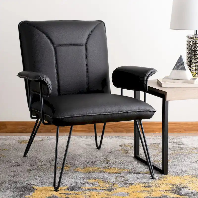 Mid-Century Modern Faux Leather Arm Chair - 29Wx28Dx33H