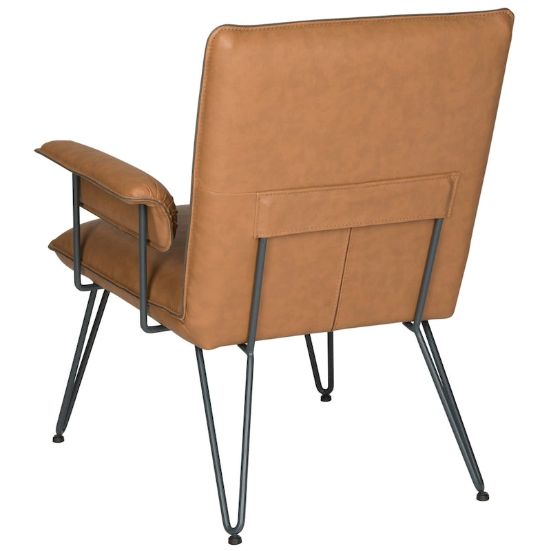 Mid-Century Modern Faux Leather Arm Chair - 29Wx28Dx33H