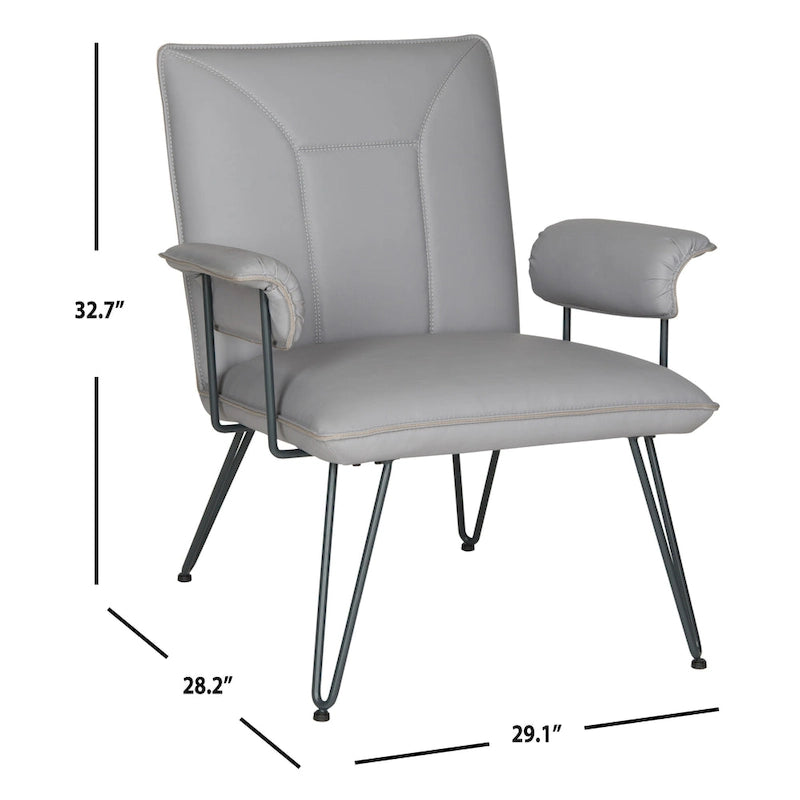 Mid-Century Modern Faux Leather Arm Chair - 29Wx28Dx33H