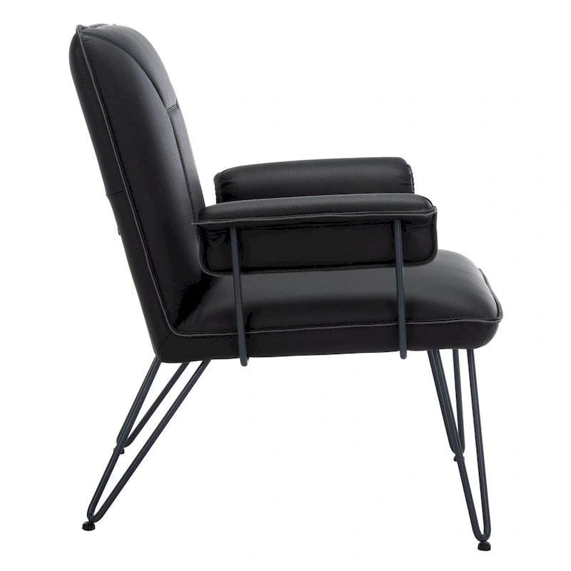 Mid-Century Modern Faux Leather Arm Chair - 29Wx28Dx33H