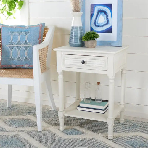 SAFAVIEH Eleanore 1-Drawer Lower Shelf Nightstand Accent Table - 19 W x 15.8 L x 26 H - 19Wx16Dx26H