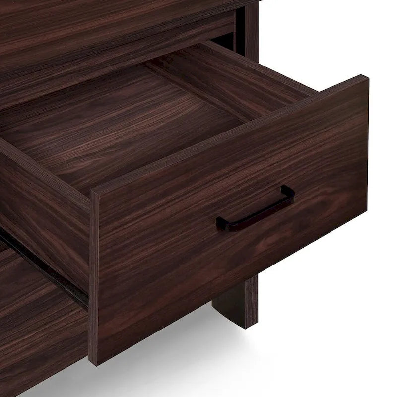 Modern Nightstand with 2 Drawers and Metal Handles