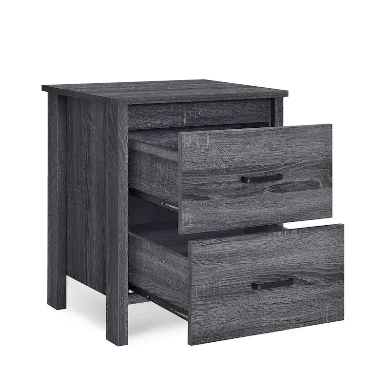 Modern Nightstand with 2 Drawers and Metal Handles
