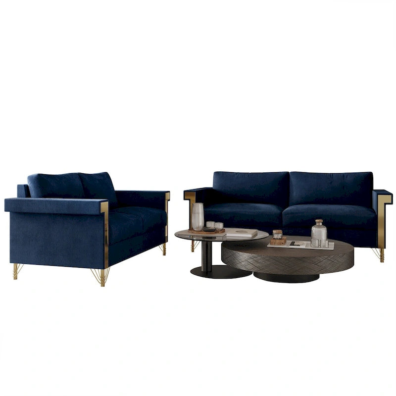 Velvet Upholstered Living Room Sofa