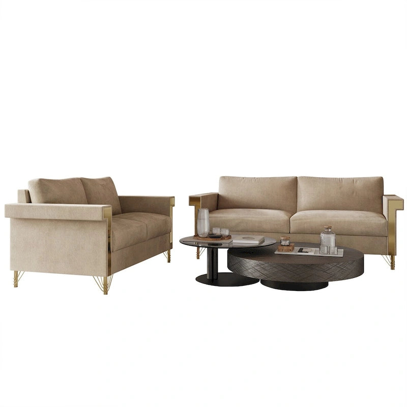 Velvet Upholstered Living Room Sofa