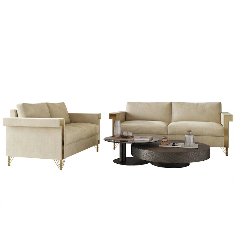Velvet Upholstered Living Room Sofa