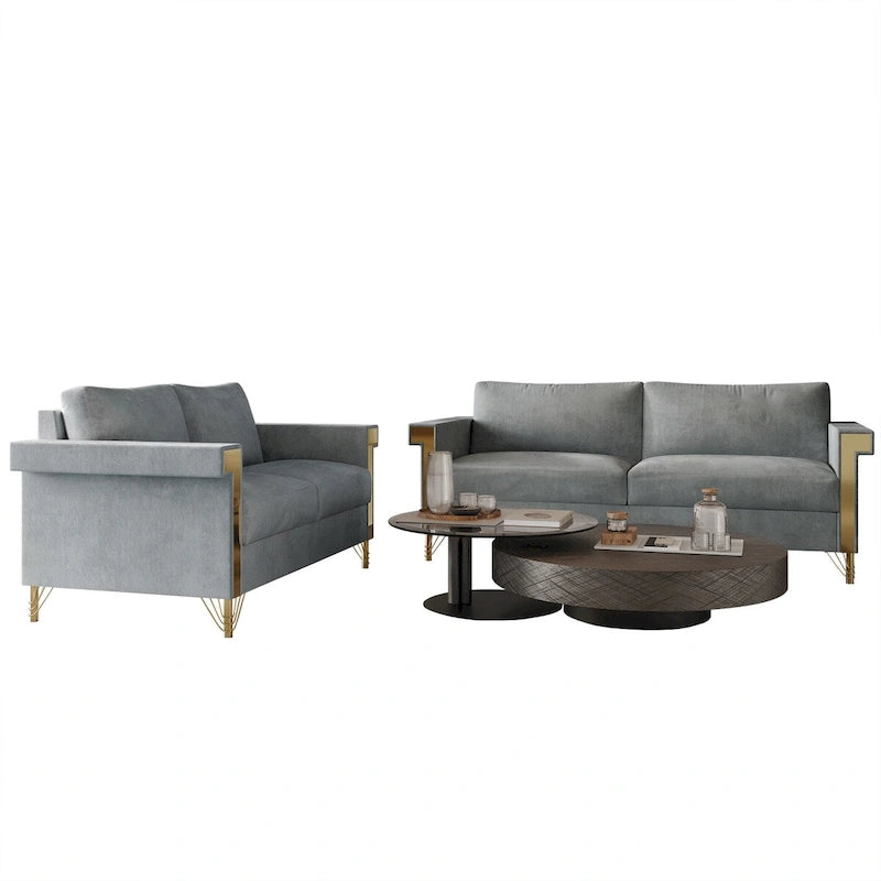 Velvet Upholstered Living Room Sofa