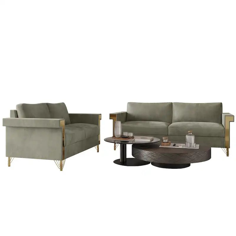 Velvet Upholstered Living Room Sofa