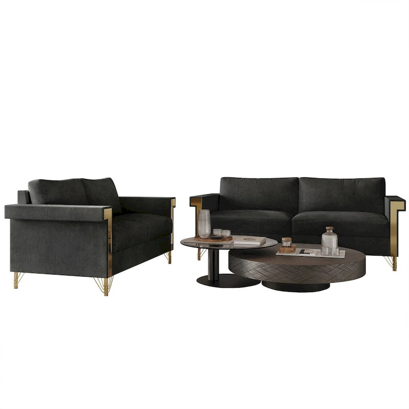 Velvet Upholstered Living Room Sofa