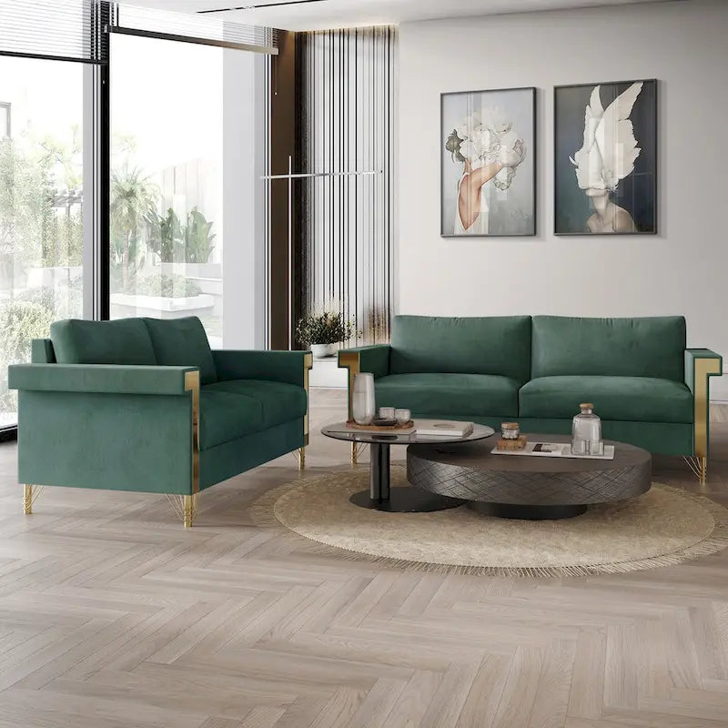 Velvet Upholstered Living Room Sofa