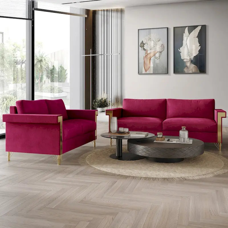 Velvet Upholstered Living Room Sofa