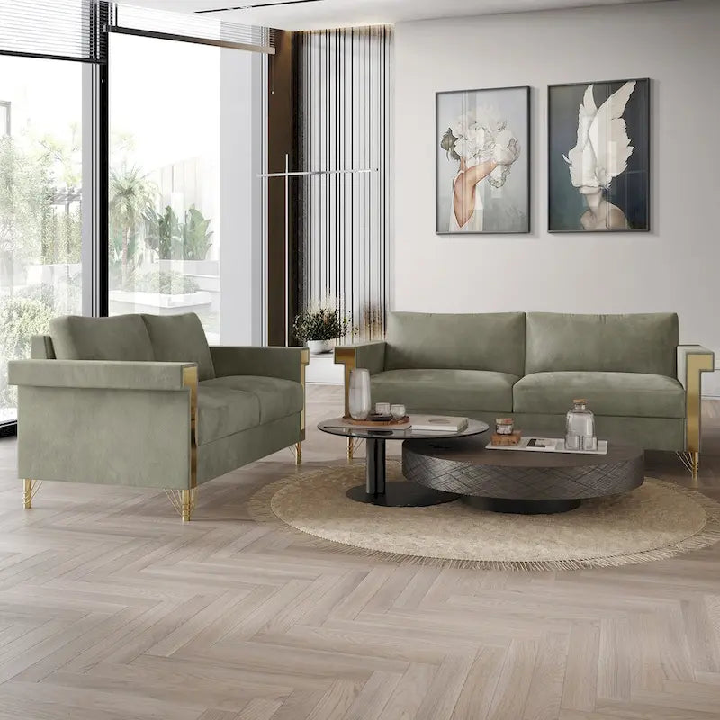 Velvet Upholstered Living Room Sofa