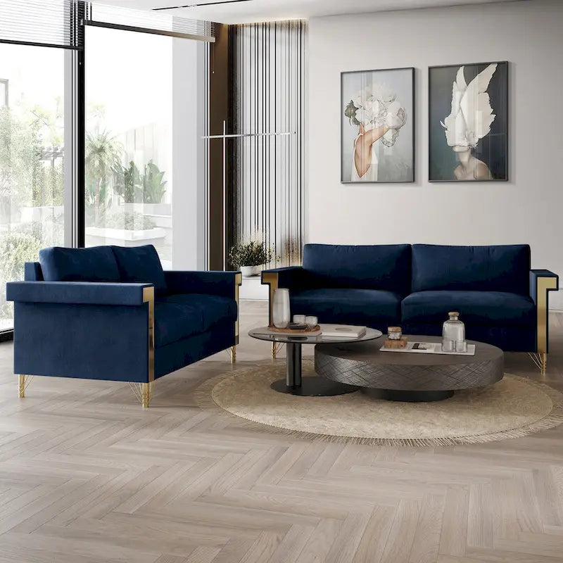 Velvet Upholstered Living Room Sofa