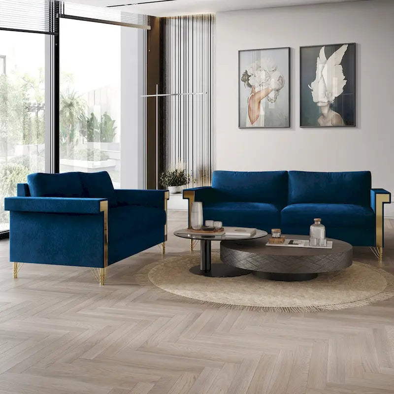 Velvet Upholstered Living Room Sofa